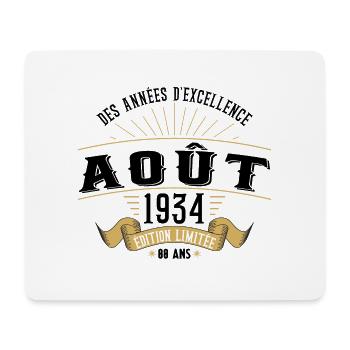 88 Ans Anniversaire Vintage Né(e) en Août 1934 - Tapis de souris (format paysage) - blanc - Devant