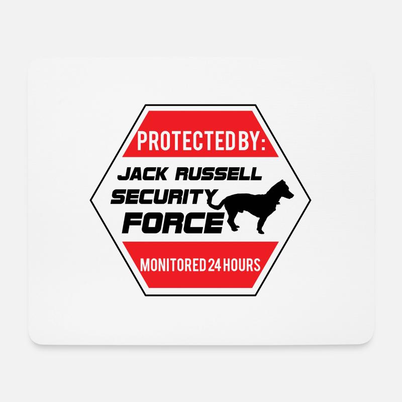 Hund / Jack Russell: Protected by Jack Russell - Mousepad (Querformat) - Weiß