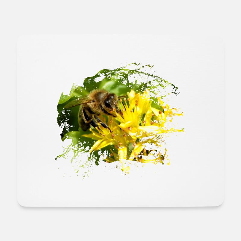 Bienen bestäuben Pflanzen und erzeugen süßen Honig - Mousepad (Querformat) - Weiß