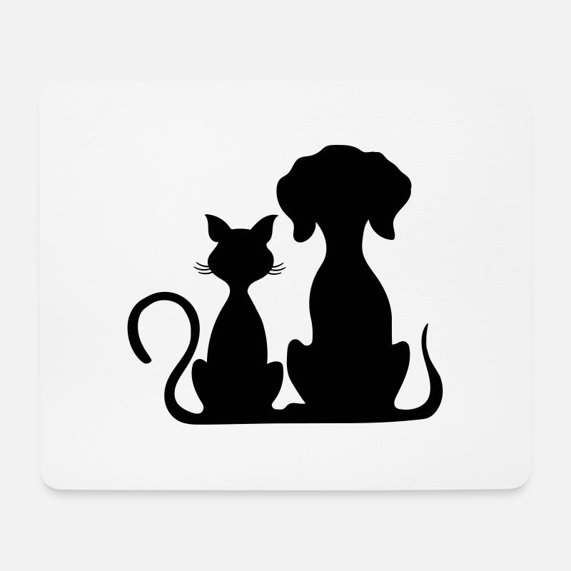 hund und katze - Mousepad (Querformat) - Weiß