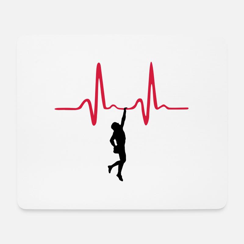 Kletterer und Herzschlag, Klettern - Mousepad (Querformat) - Weiß