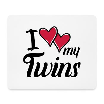 i love my twins hearts - Mousepad (Querformat) - Weiß - Vorne