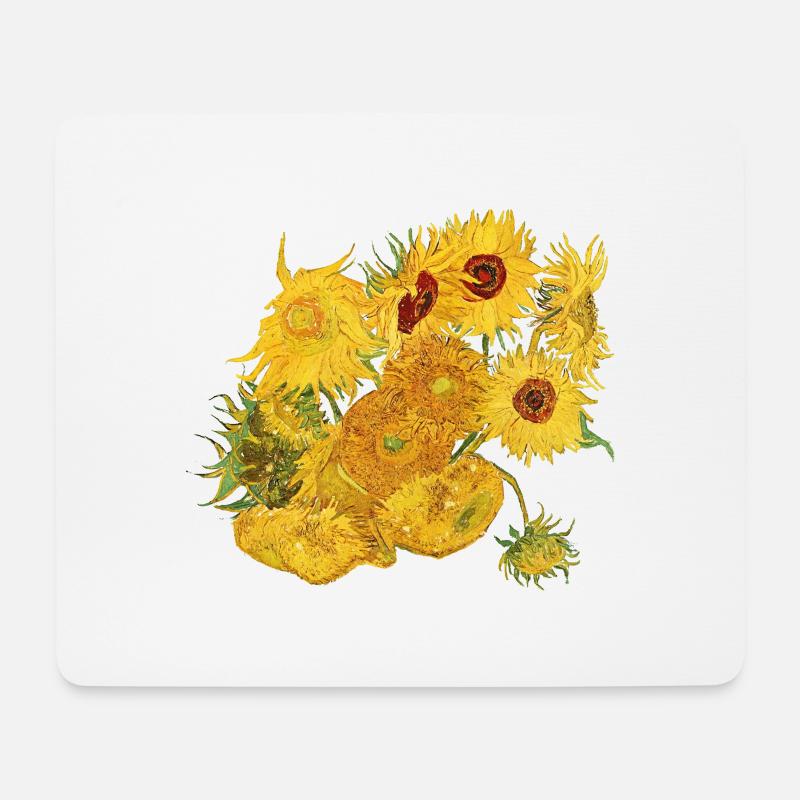 Van Gogh Sonnenblumen | Freigestellte Sonnenblumen - Mousepad (Querformat) - Weiß