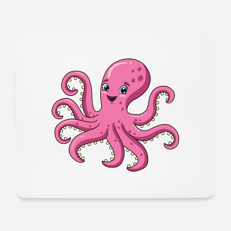 Oktopus Cartoon - Mousepad (Querformat) - Weiß