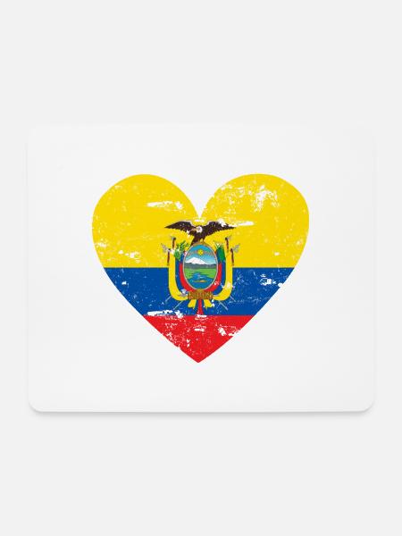 Flaggenherz Ecuador Flagge - Mousepad (Querformat) - Weiß