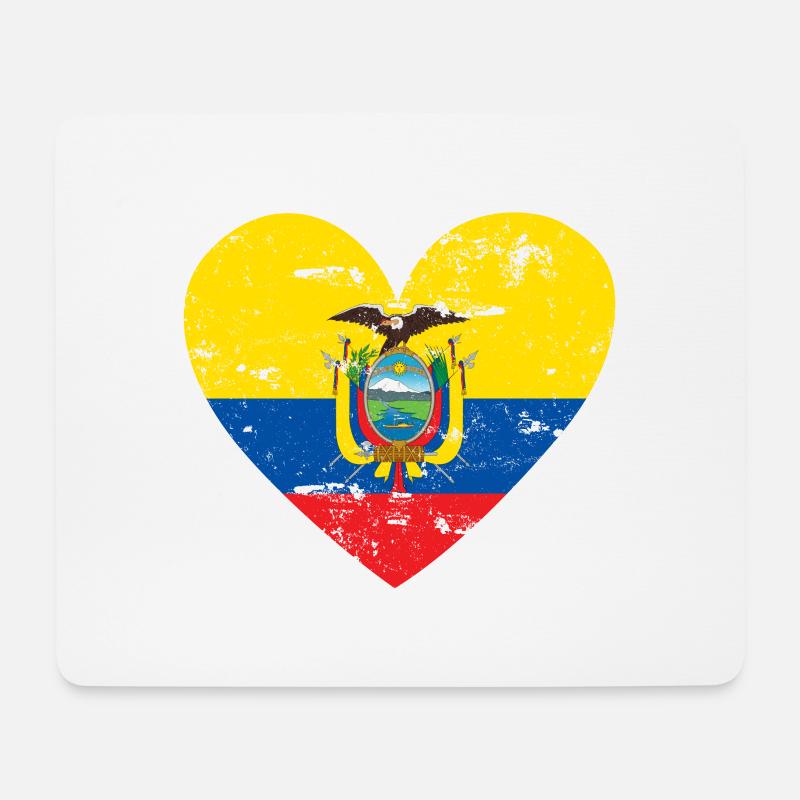 Flaggenherz Ecuador Flagge - Mousepad (Querformat) - Weiß