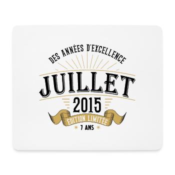 7 Ans Anniversaire Vintage Né(e) en Juillet 2015 - Tapis de souris (format paysage) - blanc - Devant