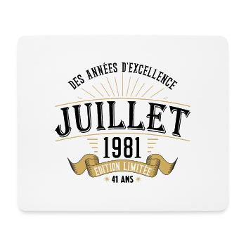 41 Ans Anniversaire Vintage Né(e) en Juillet 1981 - Tapis de souris (format paysage) - blanc - Devant
