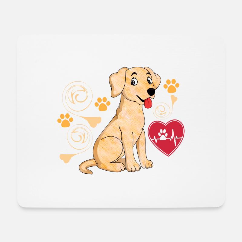Süßer kleiner Hund mit Herz - Mousepad (Querformat) - Weiß
