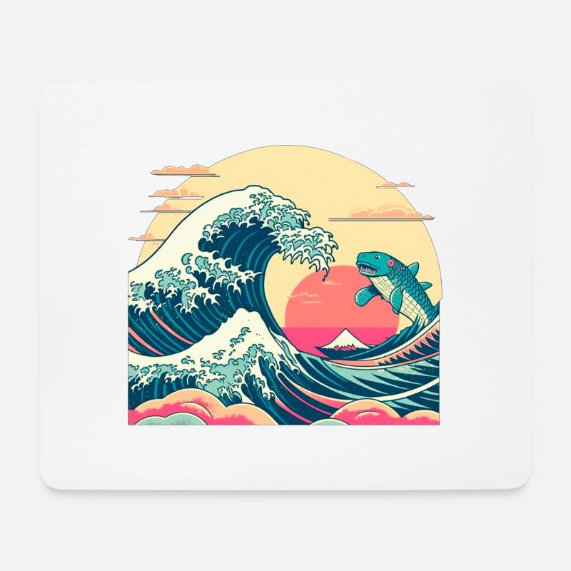 Wellenhai - Mousepad (Querformat) - Weiß