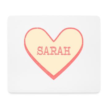 Sarah Nom Prénom Pink Sugar Heart - Tapis de souris (format paysage) - blanc - Devant