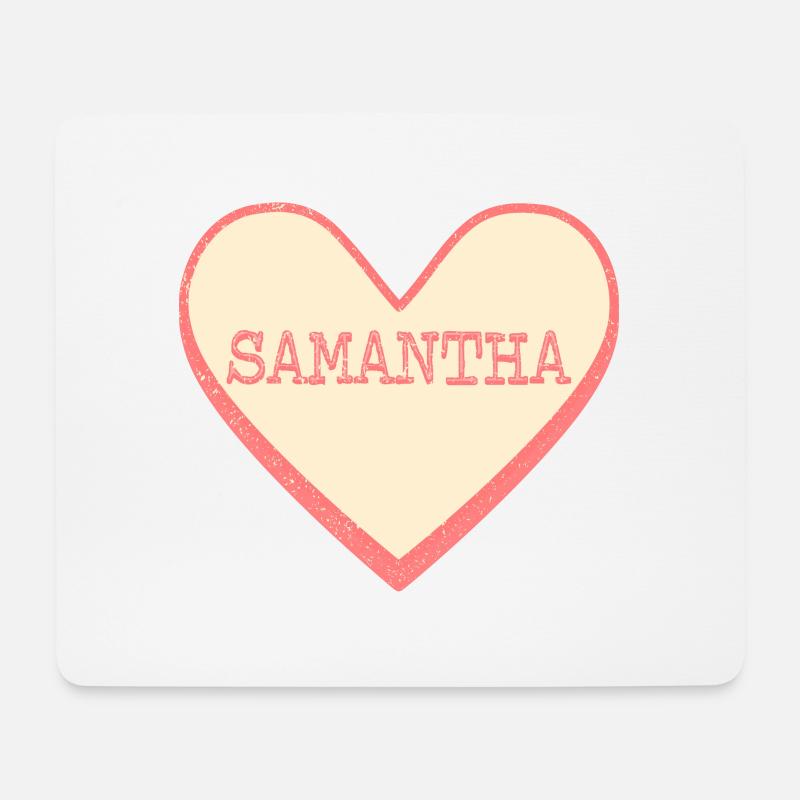 Samantha Surname First Name Pink Sugar Heart - Mouse Pad (horizontal) - white