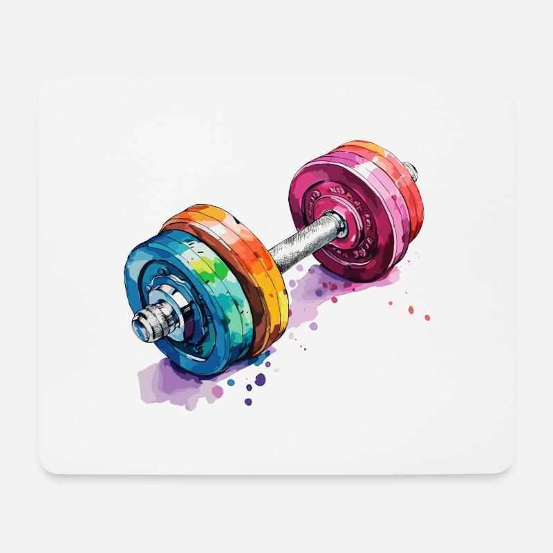 Haltères aux couleurs de l’arc-en-ciel - Tapis de souris (format paysage) - blanc
