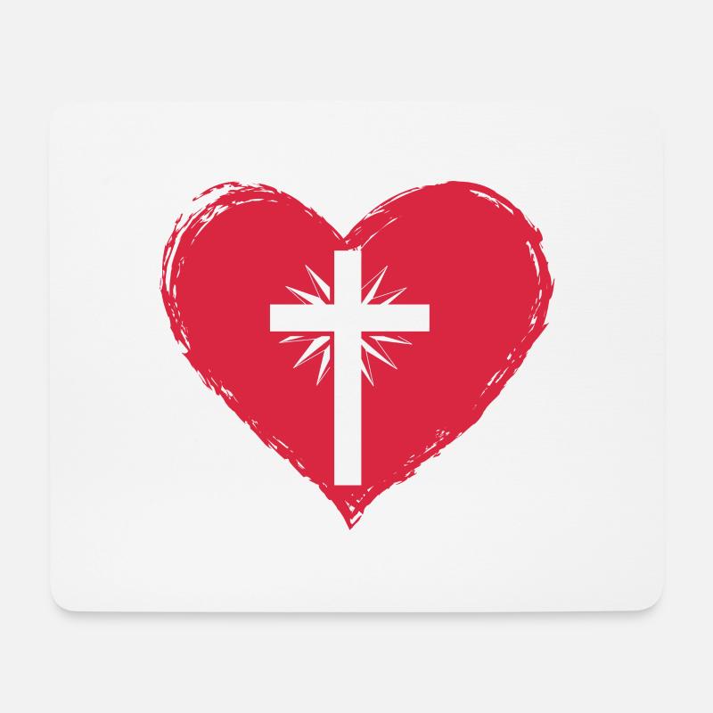 heart cross - Mousepad (Querformat) - Weiß