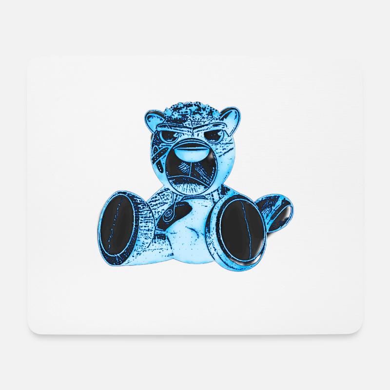 Creepy Teddy Blue - Mousepad (Querformat) - Weiß