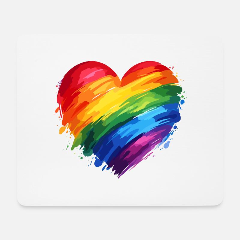 Regenbogen-Herz– Bunte Vielfalt Liebe – LGBTQ - Mousepad (Querformat) - Weiß