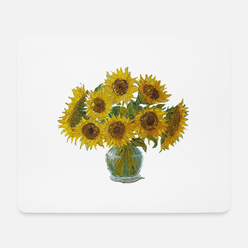 Sonnenblumen im Stil von Vincent van Gogh - Mousepad (Querformat) - Weiß