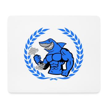shark hai bodybuilding Hantel - Mousepad (Querformat) - Weiß - Vorne