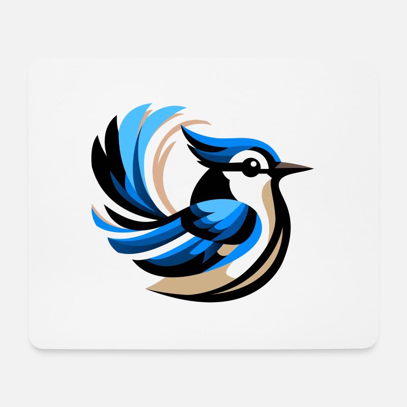 Blauhäher - Mousepad (Querformat) - Weiß