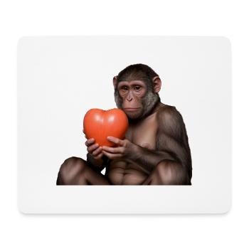 Affe mit einem Herz - Mousepad (Querformat) - Weiß - Vorne