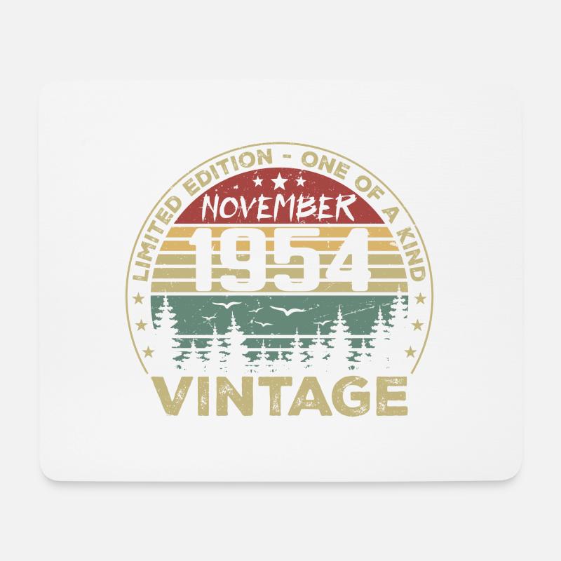 November 1954 Vintage Geschenk - Geboren im November 1954 - Mousepad (Querformat) - Weiß
