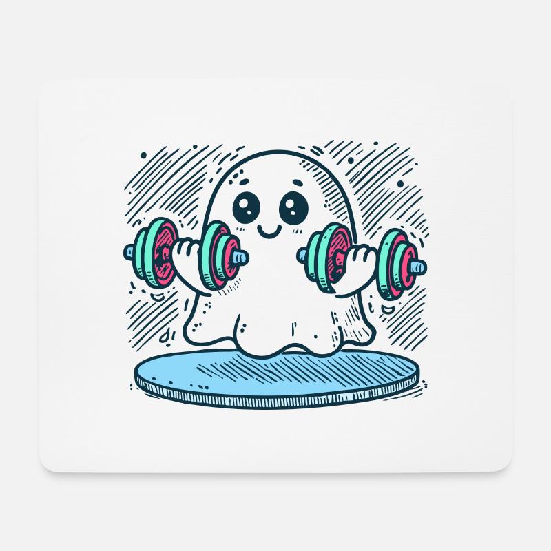 Fitness-Geist mit Hanteln - Mousepad (Querformat) - Weiß