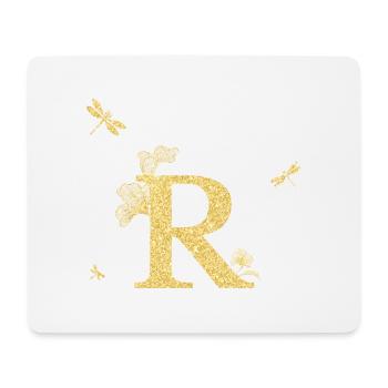 Letter r Golden Glitter Dragonfly - Gift Idea - Mouse Pad (horizontal) - white - Front