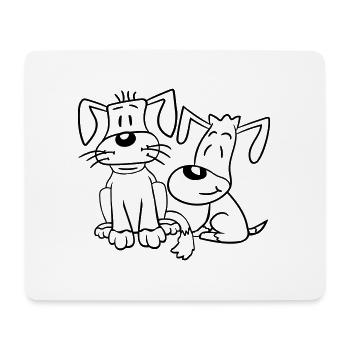 2 chiens équipe assis deux amis équipage heureux - Tapis de souris (format paysage) - blanc - Devant