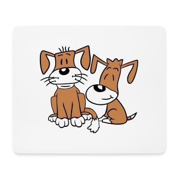 2 chiens équipe assis deux amis équipage heureux - Tapis de souris (format paysage) - blanc - Devant