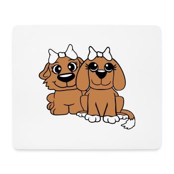 2 Équipe de chiens Deux amis Petites amies Couple Équipage - Tapis de souris (format paysage) - blanc - Devant