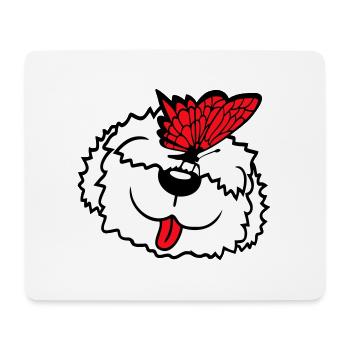 Dog Butterfly Nose Cute Funny Happy Comic - Mouse Pad (horizontal) - white - Front