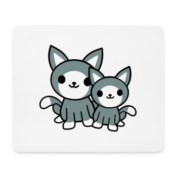 2 Cats Friends Team Crew Two Pet Kittens - Mouse Pad (horizontal) - white - Front