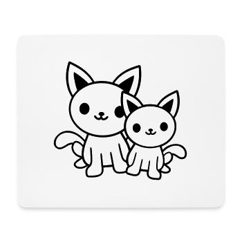 2 chats amis équipe équipage deux chatons de compagnie - Tapis de souris (format paysage) - blanc - Devant