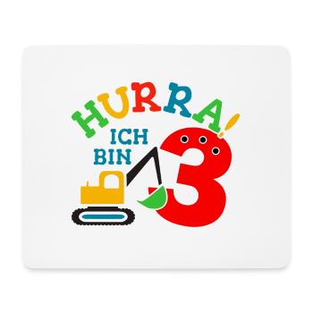 3. Geburstag Bagger - Mousepad (Querformat) - Weiß - Vorne