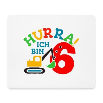 6. Geburstag Bagger - Mousepad (Querformat) - Weiß - Vorne