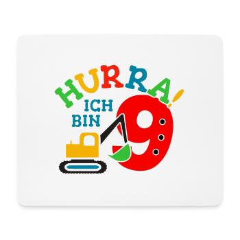 9. Geburstag Bagger - Mousepad (Querformat) - Weiß - Vorne