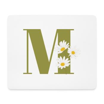 Lettre m vert marguerites - Tapis de souris (format paysage) - blanc - Devant