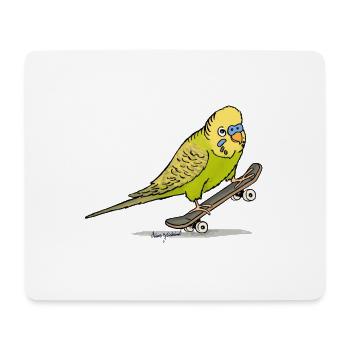 Grüner Wellensittich auf Fingerboard - Mousepad (Querformat) - Weiß - Vorne