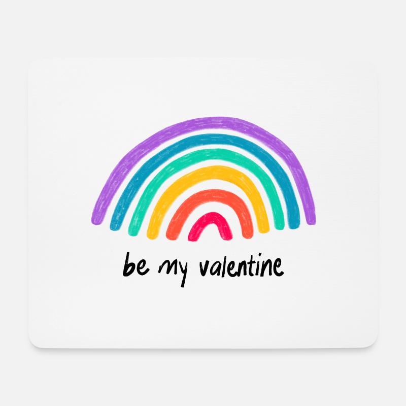 Liebesgrafik be my valentine Regenbogen - Mousepad (Querformat) - Weiß