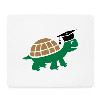 Schildkröte mit Doktorhut Doktorarbeit Studium - Mousepad (Querformat) - Weiß - Vorne
