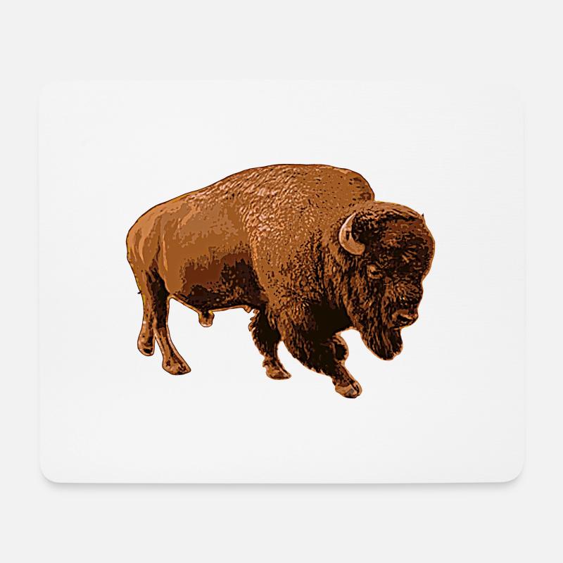 Bison - Mousepad (Querformat) - Weiß