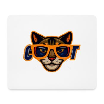 Katze mit orangefarbener Sonnenbrille - Mousepad (Querformat) - Weiß - Vorne