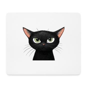 Schwarze Katze - Mousepad (Querformat) - Weiß - Vorne