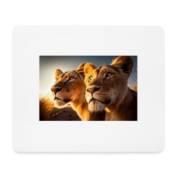 2 Löwen in der Wildnis - Eine aufregende Begegnung - Mousepad (Querformat) - Weiß - Vorne