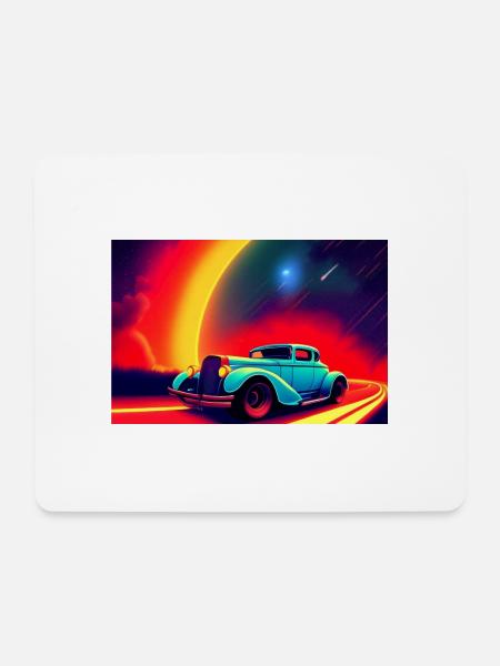 Hot Rod im Sonnenuntergang - Mousepad (Querformat) - Weiß