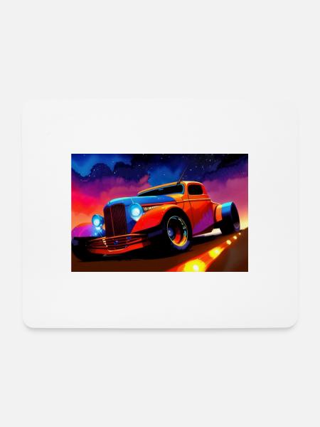 Hot Rod sports car at sunset - Mouse Pad (horizontal) - white