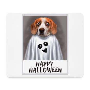 Portrait of beagle in halloween ghost costume. - Mouse Pad (horizontal) - white - Front