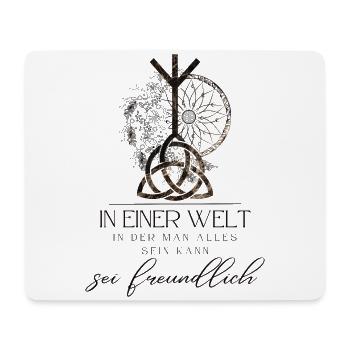HIPPIE Mandala with CALTIC KNOT Triquetta - Mouse Pad (horizontal) - white - Front
