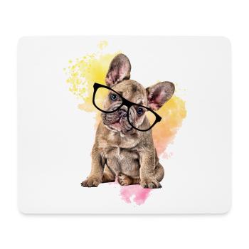 FRENCH BULLDOG with glasses Dog Dogs - Mouse Pad (horizontal) - white - Front