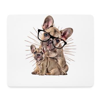 BOULEDOGUE FRANÇAIS avec LUNETTES Chiens Chiens - Tapis de souris (format paysage) - blanc - Devant
